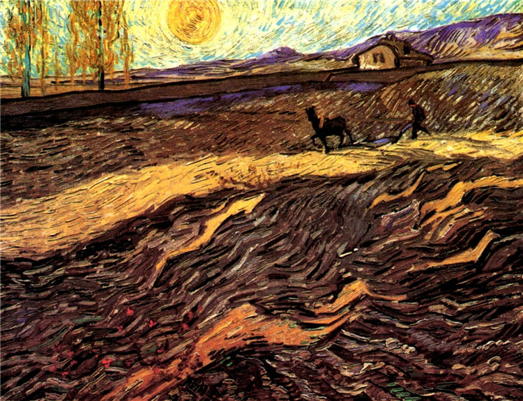 Enclosed Field With Ploughman Van Gogh Oil Painting - Click Image to Close